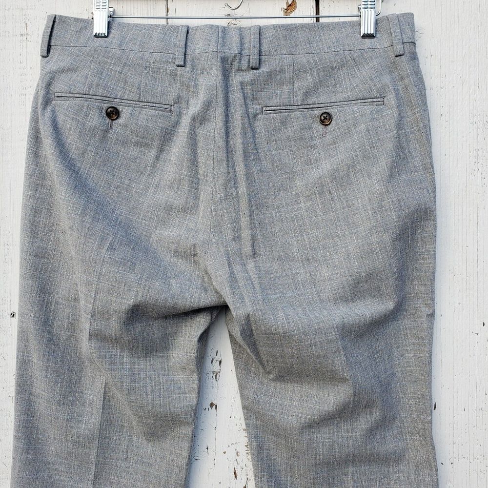 BONOBOS Tollegno 1900 3D Wool Cotton Linen Gray Texture Pants 34/30 Tailored Fit - Picture 5 of 9